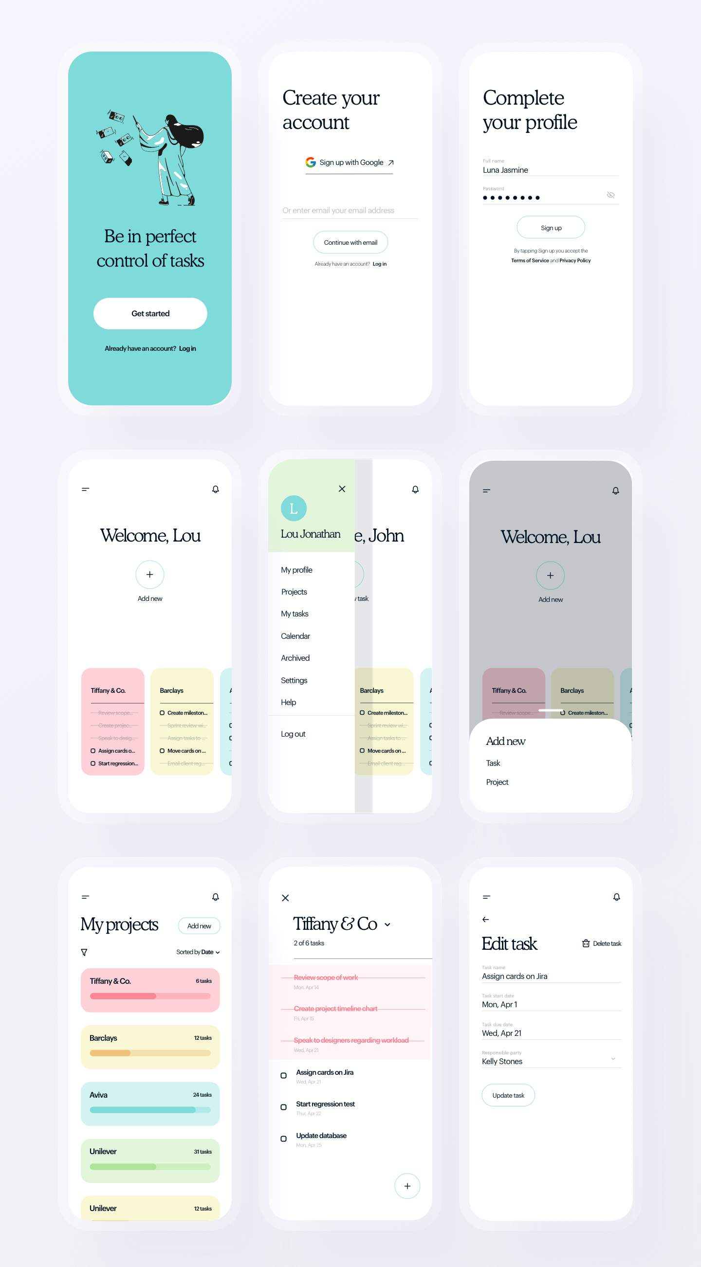 HiFidelity mockups